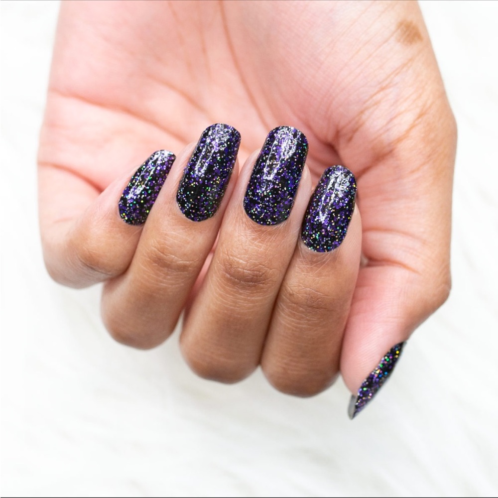 *Retired* Color Street: Living the Gleam | Black Glitter Purple Party Halloween - Picture 6 of 16